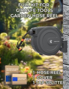 Giraffe Tools Retractable Garden Hose Reel Kit – 30m with Tap Splitter & Cover