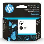 Original HP 64 Black Ink Cartridge | Works with HP ENVY Photo 6200, 7100, 7800 Series | Eligible for Instant Ink | N9J90AN