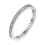 Bestyle 925 Sterling Silver Cubic Zirconia Rings CZ Stacking Infinity Bands 2mm Wide White Gold Plated Promise Love Ring for Women size 6