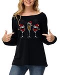 Deerose Women Mardi Gras Shirts Fleur De Lis Long Sleeve Sweatshirt Tops, Wine Hat Black, X-Large