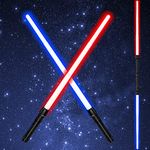 Kenpora Light Sabers for Kids with FX Sound, 2 in 1 Expandable Light Swords Gift Set for Halloween Dress Up Parties Costume, Christmas Present, Galaxy War Fighters and Warriors, Multicolor