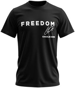 Freedom Shirt – Simple Freedom Text with Charlie Kirk Signature T Shirt for Men & Women Patriotic Tee Black XXX-Large