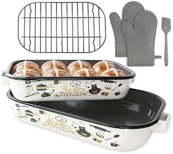 MCCSI Casserole Dishes for Oven Lasagna Pan 6-Pack Large Baking Set with Handle & Rack 14 & 17 Inches Deep Enamel Roaster, High Temp Resistance Dishwasher Safe Easy-To-Clean Mothers Day Gift Bakeware