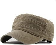 YULOONG Military Cap Vintage Army Caps Washed Cotton Flat Top Cap Outdoor Sunhat