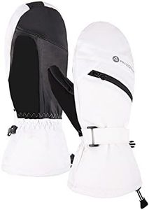 ANDORRA Women's Touchscreen Gloves for Women Waterproof Mittens for Women Snow Gloves with Zipper Pocket, White, S/M