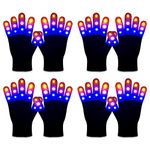 ONEREED 4 Pairs LED Gloves Light up Gloves for Kids Girls Boys Toys Age 3-12 Years Old Cool Fun Toys Gifts for Easter Birthday Carnival Party Christmas Halloween, Black