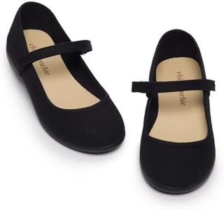 Childrenchic Mary Jane Shoes for Girls – Classic & Comfortable Canvas Dress Shoes for Toddlers & Kids – Perfect Flats for School, Play, and Special Occasions (Canvas, Black, 12 Little Kid)