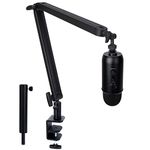 SUNMON Boom Arm with Detachable Riser - Metal Mic Arm, Hidden Cable Management, Stable Desk Clamp, Rotatable Foldable Microphone Arm, 1/4’’ 3/8’’ 5/8’’ Adapter Compatible with Blue Yeti and Most Mic