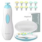 Baby Nail Clipper Electric Baby Nail Trimmer Nail File Safe Manicure Set with LED Light Quiet for Toddler Kids Toes and Fingernails Care Kit with 10 Grinding Heads Battery Operated (Not Included)-Blue