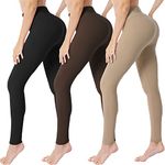 VALANDY 3 Pack Women’s Leggings High Waist Tummy Control Workout Gym Yoga Pants Slim Running Sports Footless Tights