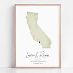 Gift for Newly Engaged Couple Print, Personalized Engaged Gift, Engagement Map Gift, Custom Engagement Gift, Map Print, Wall Art (Creamy Sand)