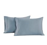 Pillow Case Covers King, Set of 2, 100% Egyptian Cotton Sateen, Soft Cool & Smooth 1000 Thread Count Pillow Cases - French Blue