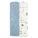 Aden by aden + anais Silky Soft Swaddle Baby Blanket, 100% Cotton Bamboo Muslin, Large 44 X 44 inch, 2 Pack, Cosmic Galaxy