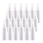 TIANZD 24 Pieces Empty 100 ml White PET Plastic Fine Mist Pump Spray Bottles with Clear Top Portable Sprayer for Perfume Water Cosmetic Travel Containers Refillable, 2x Funnel