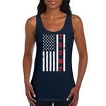 Donald Trump Flag 2024 Women's Tank Top MAGA America First President American Republican Conservative Patriotic, Navy Blue, L