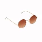 SPIKY Round Sunglass For Unisex With Protective Case Classic UV Protected Stylish Plastic Sunglasses Goggle Eyewear For Kids Girls and Boys - (Gold and Brown) - (Pack of 1)