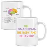 LNOKRIM Mental Health Mug, Coffee Mug with Brain Anatomy Psychology Message, The Human Brain Function, Gift for Teacher Therapist Counselor, 11 Oz Ceramic Coffee Novelty Mug