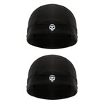 SKULLFIT - Helmet Skull Caps for Men Bike Head Caps Hair Inner Helmet Liner Head Cover for Bikers Sweat Wiking Cooling Skull Cap for Cycling, Summer Helmet Cap (Pack of 2) Black