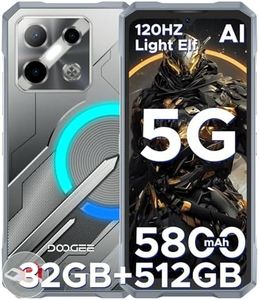DOODEE Blade GT Pro 5G Rugged Phone with LED Light Effect,32GB+512GB/2TB Rugged Smartphone,6.72” FHD+120Hz, 5800 mAh Android Phone,100MP+32MP AI Camera/Face& Finger ID/NFC,Sliver