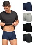 XYXX Men's Underwear Uno IntelliSoft Antimicrobial Micro Modal Trunk Pack of 5 (Dress Blue ; Coral Grey ; Black ; Heather Grey ; Dress Blue; L)