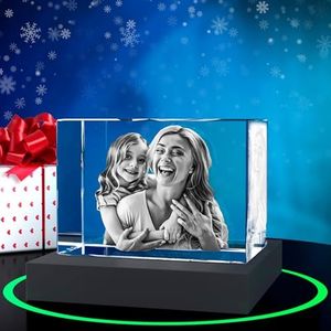 ArtPix 3D Premium Crystal Photo, Personalized Gifts for Women, Wife, Her, Him, Men, Husband, Grandma, Great Customized Gift With Your Own Photo, Custom Glass 3D Laser Etched Picture Wedding
