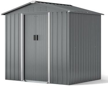 Kullavik 6FT x 4FT Outdoor Storage Shed,Waterproof Metal Tool Shed with Lockable Sliding Door and Air Vents,Metal Storage Shed for Garden,Backyard,Patio,Lawn