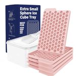 (4 Pack) Extra Small Ice Cube Tray (0.55 Inches) (Bin & Scoop) (104 Cavities), Ice Molds For Iced Coffee, Beverages, Cocktails & Frozen Fruit, Easy To Use, BPA Free, Suitable For All Occasions, Pink