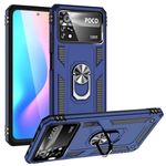 KrKis Back Cover | Case for Poco X4 Pro 5G | Hybrid TPU PC Protective Back Cover Phone Cases with a Stand Ring Holder Back Case Cover for Poco X4 pro 5G Mobile Cover (Blue)