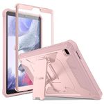 Fintie Shockproof Case for Samsung Galaxy Tab A7 Lite 8.7 inch 2021 Model (SM-T220/T225/T227), Tuatara Rugged Unibody Hybrid Full Protective Bumper Kickstand Cover w/Built-in Screen Protector, Rose Gold