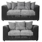 Furnishings For Less UK Luxor Jumbo Cord Sofa Suite 3 Seater and 2 Seater Black and Grey, Large Scatter Back Cushions, Deep-Filled Foam Seating (Sofa Suite 3 seater and 2 Seater)