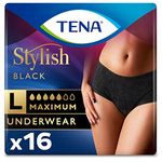 Tena Stylish Black underwear maximum Absorbency, Large, 16 Count