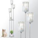 Rayofly Modern Floor Lamps for Living Room, 3-Lights Crystal Floor Lamp with Shelves, Chrome Standing Lamp with Crystal Shades and Foot Switch, Standing Lamps for Bedroom, Corner Tall Lamp for Office