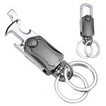 BIRDLINE Multifunction Keychain 4 IN 1 Heavy Duty Dual Ring Metal Keychain with Cutter, Bottle Opener, Mobile Phone Holder, 360° Rotate Spinner - Outdoor Carabiner Portable Car Key Chain