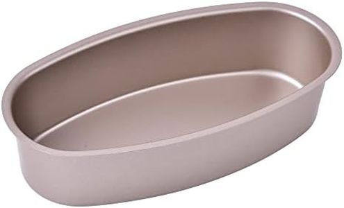 Bakeley Ellipse Cheese Cake Pan, 8-Inch Non-Stick Oval Cake Bread and Meat Bakeware for Oven and Instant Pot Baking (Champagne Gold)