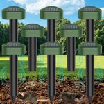 Solar Mole Repellent, 8 Pack Repellent Ultrasonic Solar Powered Mole Repellent Stakes Waterproof Animals Repeller Groundhog Snake Repeller Mole Repeller for Lawn Garden