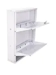 GRAZIA Powder Coated 21" 2 Door Steel Shoe Rack - Full White