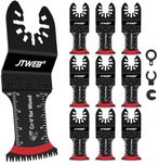 JTWEB Japanese Tooth Oscillating Saw Blades Wood, 10PCS Arc Edge Multi Tool Blades for Wood, Plastic, Power Oscillating Tool Blade Multitool Blades Kits Sharpener Universal Fit Dewalt Milwaukee Ryobi