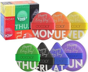 Dooclor Powder Puffs for Face - 3 Shapes for Loose or Mineral Powder, Liquid Cosmetic Foundation - Makeup Sponge Beauty Tools, Week Color Set 7 Pack