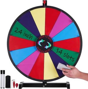 VEVOR 24 inch Spinning Prize Wheel, 14 Slots Tabletop Spinner, Heavy Duty Roulette Wheel with a Dry Erase and 2 Markers, Win Fortune Spin Games in Party Pub Trade Show Carnival