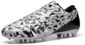 DREAM PAIRS Men's Soccer Cleats Adult Football Shoes Lace-Up Firm Groud Athletic Outdoor Trainning Soccer Shoes,Size 8,Silver/Black,SDSO26001M
