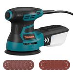 DOVAMAN ROS01A Orbital Sander, 350W Random Orbit Sander, 6 Variable Speeds, Up to 13000 RPM, 12pcs Sandpapers, 125mm Sanding Pad, Dust Collection, Electric Sander Perfect for Wood and Steel Surfaces