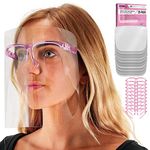 TCP Global Salon World Safety Face Shields with Pink Glasses Frames (Pack of 25) - Ultra Clear Protective Full Face Shields to Protect Eyes, Nose, Mouth - Anti-Fog PET Plastic, Goggles