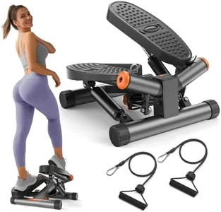 Niceday Twist Stepper for Exercise at Home, Mini Stepper with Resistance Bands, Stair Stepper with 300LBS Loading Capacity, Hydraulic Fitness Stepper with LCD Monitor Gray