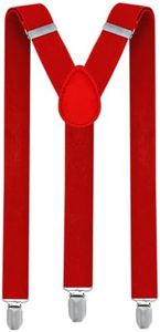trilece Red Suspenders for Men - Mens Suspender, Adjustable Y Back Style Suspender Women, Suspenders with Heavy Duty Strong Clips (Red, 1)