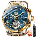 OLEVS Mens Automatic Watches Luxury Diamond Dress Self Winding Mechanical Skeleton Tourbillon Stainless Steel Wrist Watch