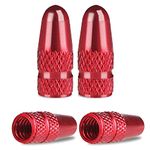 BOROLA Pack of 4 Presta Valve Caps Anodized Aluminum Alloy Bicycle Bike Tire Caps Dust Covers (Red)