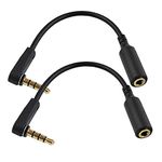 Seadream 2Pack 6 inch 4-Pole 3.5mm Male Right Angle to 3.5mm Female Stereo Audio Cable Headset Extension Cable for Beats Dr. Dre Studio iPhone M to F Audio Cable 2PACK Black M to F