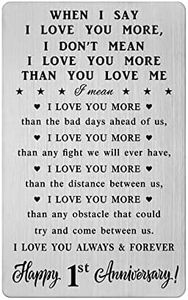 CPLJW 1 Year Wedding Anniversary Card Gifts for Him - Happy 1st Anniversary Card Gifts for Men - First Anniversary Romantic Engraved Wallet Card Presents