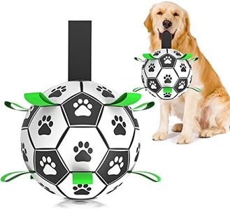 Dog Soccer Ball Toys with Straps - 8 inch Large Herding Ball for Dogs, Interactive Dog Toys for Tug of War, Dog Tug Toy Birthday Gifts, Dog Water Toy, World Cup Sturdy Dog Balls for Medium Large Dogs