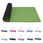 Good Nite Yoga Mat, 6mm Thick, Non-Slip, High Density TPE, Exercise Mat for Women Men, Gymnastics, Pilates, Fitness, With Carry Strap, Green/Black